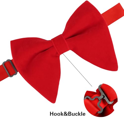 Image of Alizeal Velvet Pre-tied Adjustable Bow Tie for Men Oversize Formal Solid Tuxedo Bowtie