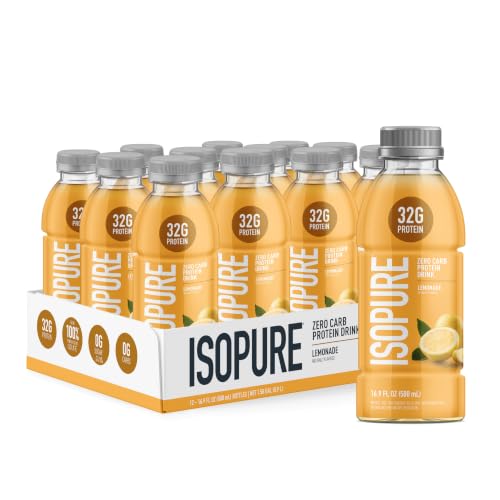 Image of Isopure Zero Carb 32g Clear Protein Ready-to-Drink, Whey Protein Isolate, Lemonade, 12 Pack (Packaging May Vary)