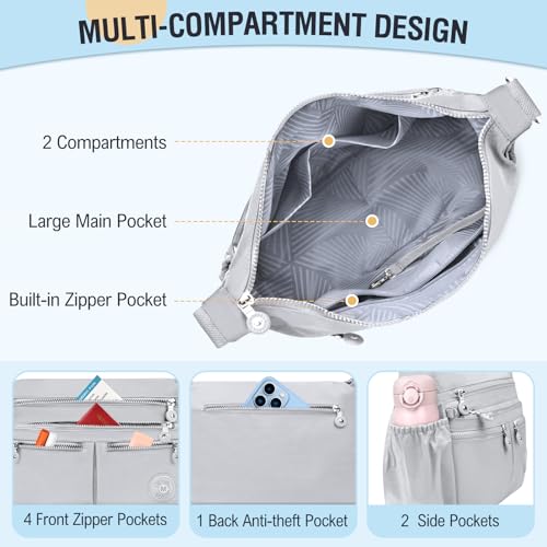 TEUEN Crossbody Bag Damen Große Kapazität Wasserdicht Nylon Umhängetasche Damen Mittelgroß, Casual Handtasche & Leichte Schultertasche Gross Messenger Bag mit Vielen Fächern