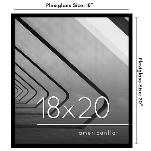 Americanflat 18x20 Picture Frame with Polished Plexiglass - Streamline Collection - Thin Border Picture Frame for Wall Display - Hanging Hardware Included - Black