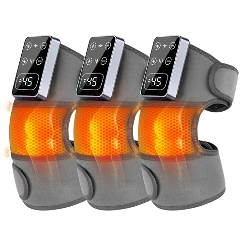 YAZHI Cordless Knee Massager for Pain Relief Electric Heated Knee Brace 5 Heat Levels & 3 Massage Modes Gifts for Men and Women 3pack