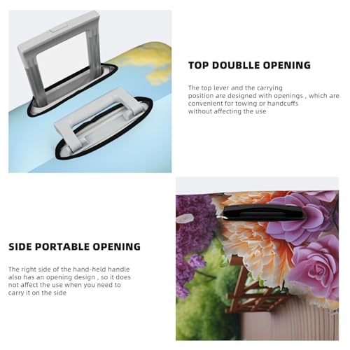 Travel Luggage Cover Colorful Flowers Blossom Suitcase Protector Elastic Washable Stretch Suitcase Protector Anti-Scratch Travel Suitcase Cover Fit 18-32 Inch Luggage4