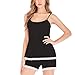 Produktbild Damen Pyjama Set Damen Basic Plain Dessous Set, Lace Slim Camisole und Knickers Nachtwäsche Pyjama Set (Color : Black, Size : L)