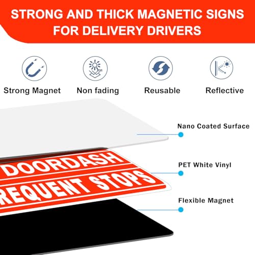 Image of 2 Pack Doordash Magnetic Sign for Car, Doordash Car Magnets Sign, Reflective Food Delivery Driver Magnet for Vehicles, Heavy duty, Truck (Red 2 Pack)