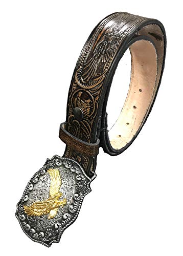 American Eagle Design Handmade Mens Leather Belt Flying Eagle Buckle 1.5