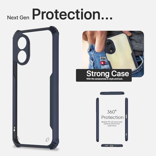 Image of Pikkme Oppo A38 4G / Oppo A18 4G Back Cover | Crystal Clear Transparent Back | Ultra Hyrbid | Full Camera Protection | Raised Edge | Bumper Back Case (Blue)