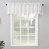No 918 Delia Embroidered Floral Sheer Rod Pocket Curtain Valance 50 x 17 Ivory Off White