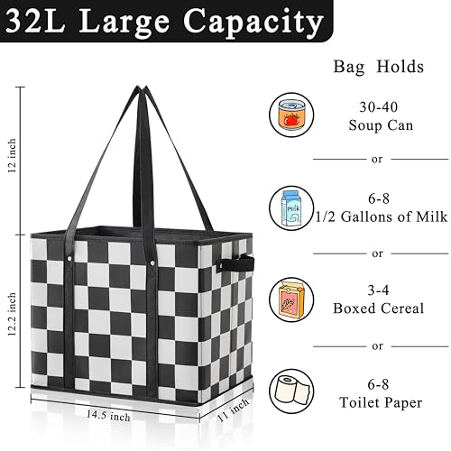 Ohocut Checkered Reusable Grocery Bags
