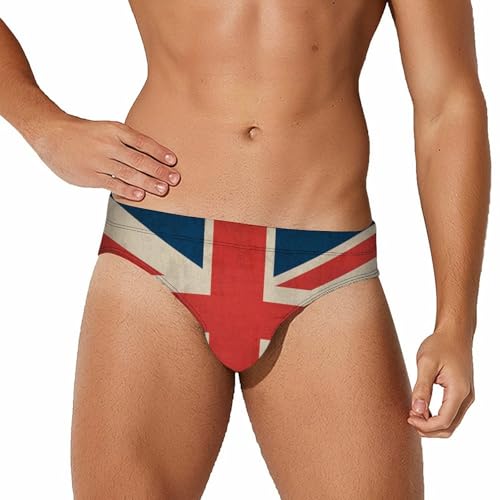 Vintage British Flag Men's Swim Briefs Low Waist Bikini Swimsuit Underwear Beach Swimwear