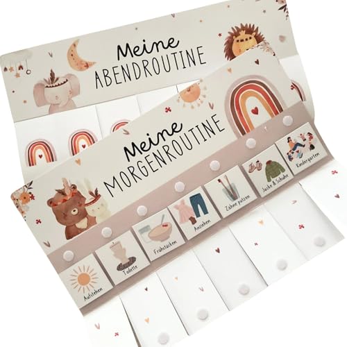 Morgen & Abendroutine für Kinder Space/Routineplan mit Sternchen/Routineplan für Kinder/Morgenroutine für Kinder (DIN A4 Tagesplan (Boho)