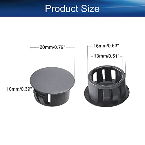 Image of Heyiarbeit 30pcs Hole Plugs 5 /8 inch / 16mm Nylon Plastic Round Snap in Type Locking Hole Tube Furniture Fencing Post Pipe Insert End Caps Black Tone