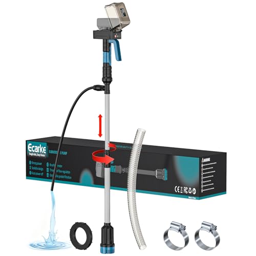 Ecarke Pompe Submersible de tansfert Sans Fil compatible avec Makita 18V, Débit 3000 L/h, Hauteur de Refoulement 8 m, Arrêt Automatique, 3 Vitesses, IP68,...