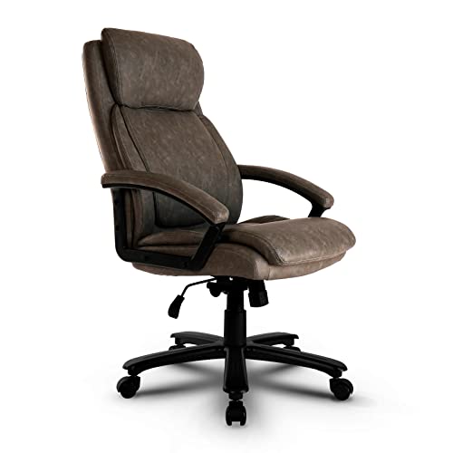 Clatina Ergonomic Big And Tall Executive Office Chair With Upholstered Swivel 400Lbs High Capacity Adjustable Height Thick Padding Deep Cusioned Headrest And Armrest For Home Office (1 Pack) #TOP21