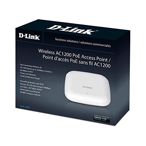 D-Link-DaP-2660-Punto-de-Acceso-PoE-WiFi-Ac1200-Dual-Band-para-Interior-80211ac-Hasta-1200-Mbps-Puerto-Gigabit-1000-Mbps-WPA2-Enterprise-RADIUS-Particion-de-WLAN-White
