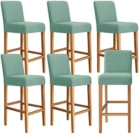 YYHSND Bar Stool Covers, Stretch Bar Stool Covers, Pub Counter Short Back Chair Covers with Elastic Bottom Chair Covers, for Breakfast Cafe Counter High Stool (Color : Light Green, Size : 6 Pcs)