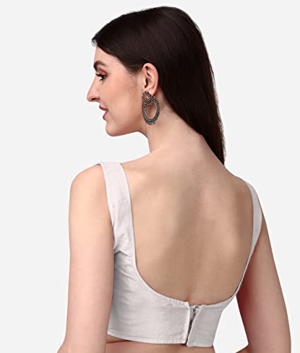 Image of Vihu Fashion Plain Sleeveless Pattern Readymade Blouse U Neck Choli