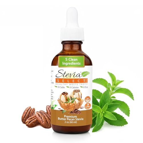 Stevia Select Butter Pecan Flavored Liquid Stevia – Zero Calorie Coffee, Tea, Drink & Baking Sweetener, All-Natural, No Erythritol, Keto-Friendly Sugar Alternative, 300 Servings – 2 Oz (1 Pack)