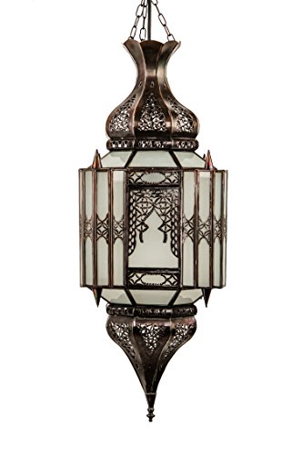 Orientalische Lampe Pendelleuchte Weiß Aariz 60cm E27 Lampenfassung | Marokkanische Design Hängeleuchte Leuchte aus… – Bild 3