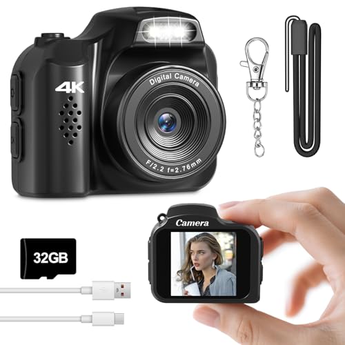 Image of Mini Keychain Camera, 4K FHD Retro Digital Camera, Retro Snap Mini Digital Camera with Flash,Filters,Lanyard, Portable Video Recorder for Photo Video Travel Recording