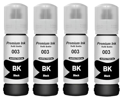Image of CANOFF 003 Ink for Epson L3110, L3150, L3250, L3252 L3115, L3116, L3101, L3210, L3215, L3216, L3151, L3152, L3156, L5190 Printer - Compatible Ink Bottle for Epson 003 (Black 4)