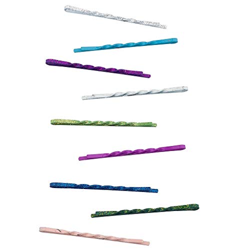 LUX ACCESSORIES 60 PC Glitter Sparkle Bobby Pin Hair Multi Color Pink Blue White Green Clip Set
