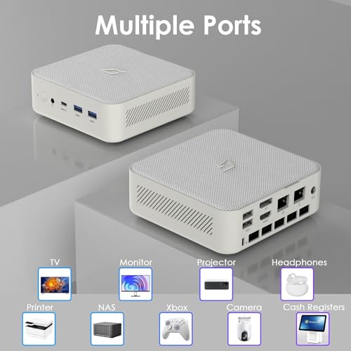 CyberGeek Mini PC Gamer AMD Ryzen 7 5700U (up to 4.3Ghz), Mini Desktop Computer 4GB DDR4 RAM 512GB PCIe SSD, Micro PC Linux 4K Triple Display WiFi/BT5.0/USB3.0/HDMI+DP Mini Business Computer,White