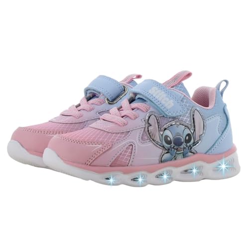Leomil Lilo & Stitch Zapatos niñas Zapatos con Luces para niños 31, Ideal para la Escuela y el Tiempo Libre, Rosado