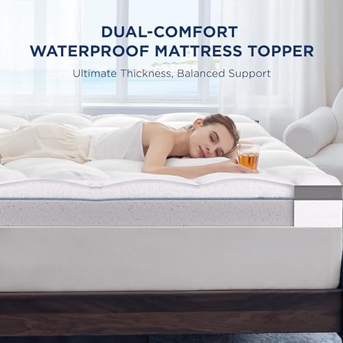 Bedsure 4.5 Inch Memory Foam Mattress Topper Queen Size, Dual Layer 2.5 Inch Gel Memory Foam & 2 Inch Waterproof Pillow Top Cooling Mattress Pad, Deep Pocket Fits 8 Inch-21 Inch Mattresses thumb #2