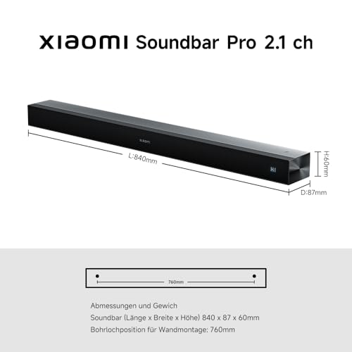 XIAOMI Soundbar Pro 2.1ch, TV-Soundbar 300W Max., kraftvoller Bass mit externem kabellosem Subwoofer, unterstützt Dolby Audio™ & DTS Virtual:X, HDMI ARC/Optisch/Koaxial/Bluetooth, Fernbedienung – Bild 6