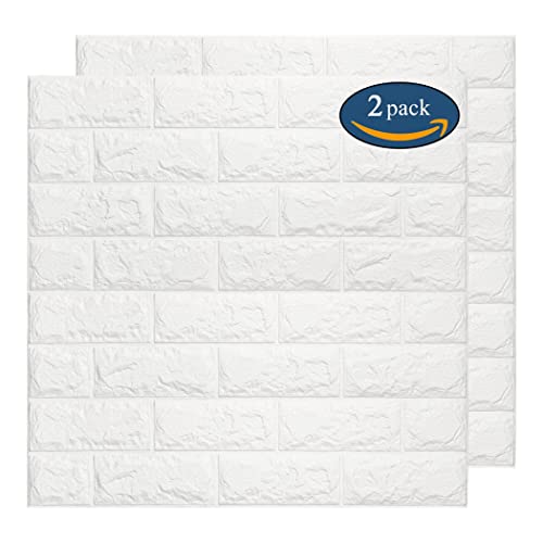 Arthome Brick Wall Panels 2 Pcs Covers 7.7 Sq.ft,Peel And Stick 3D Wallpaper,Self Adhesive Waterproof Foam Faux Brick For Living Room,Bedroom,Laundry,Kitchen,Fireplace,Tv Wall Decoration #TOP22