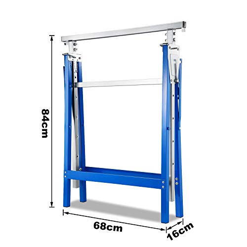 EINFEBEN 2 cavalletti da lavoro pieghevoli per ponteggi, portata: 400 kg, altezza regolabile 80-130 cm, rivestimento in plastica antigraffio