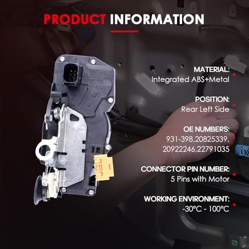 Image of CCIYU Rear Left Driver Side Door Latch Lock Actuator Compatible for Cadillac CTS 2008 09 10 11 12 13 2014 Door Lock Actuators Replaces 931-398 20825339