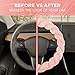 Carbella Twisted Fur Soft Pink Steering Wheel Cover, Standard 15 Inch Size Fits Most Vehicles, Fuzzy Fluffy Car Steering Cover with Soft Faux Fur Touch, Car Accessories for Women