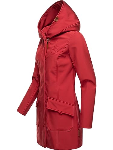 MARIKOO Damen Übergangsjacke Softshellmantel atmungsaktiv mit Kapuze Mayleen Dark Red Gr. M