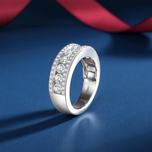 Moissanite Wedding Band for Women D Color VVS1 Moissanite Eternity Rings 18K White Gold Plated S925 Sterling Silver Promise Engagement Rings for Women Wife Men2