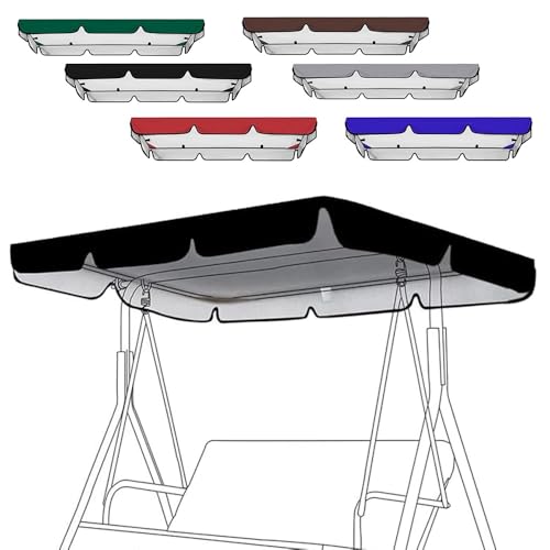 OPOLDBDMAC Cubierta Toldo para Columpio Impermeable 64x114cm 195x125cm 200x145cm Toldo De Repuesto para Balancin Jardin，Techo Recambio Balancin para Patio 2 3 Plazas(Black,64x45in-164x114cm)