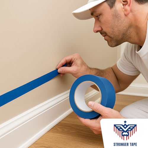 Image of Blue Painter's Tape 1.5 inch x 60 Yards - Easy-Release Masking Tape for Painting, Clean Removal, No Residue - Multi-Surface Use on Walls, Trim, Glass & Wood - Professional-Grade Adhesive (8 Rolls)