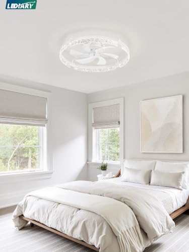 Image of LEDIARY 26 Inch Ceiling Fans with Lights White