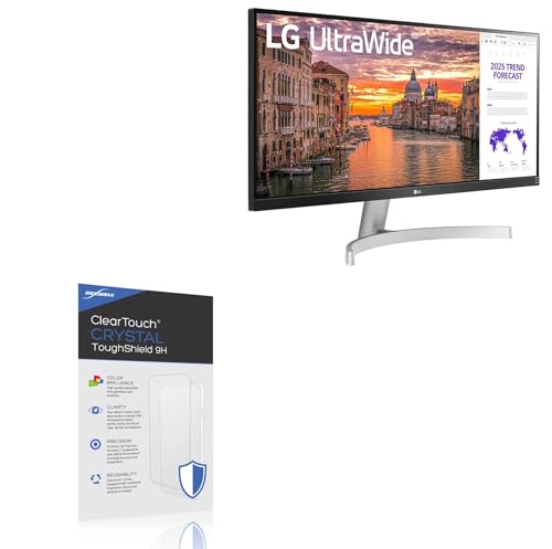 BoxWave Screen Protector Compatible with LG 29 Monitor (29WN600) - ClearTouch Crystal ToughShield 9H (2-Pack), Clear 9H Tough Flexible Film Screen Protector