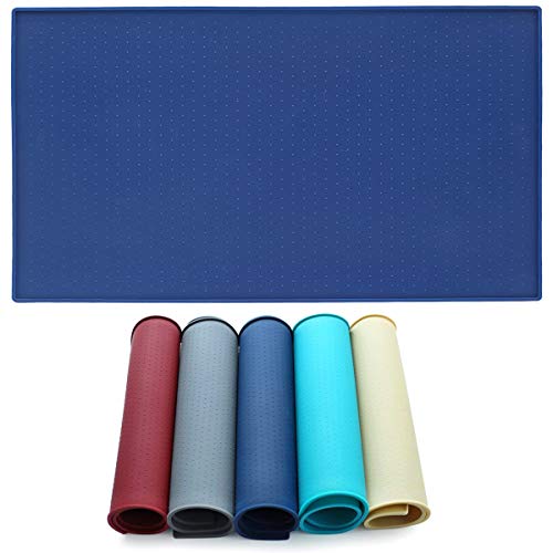 AMZNOVA große Silikon Hund Tischset, rutschfeste & Waterproof-Cat Fütterung Matte, 60 cm × 40 cm, Marine Blau