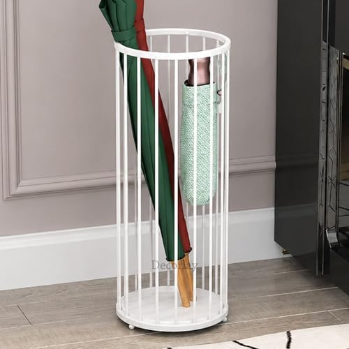 Image of Decorlay Wrought Iron Umbrella Stand Rack,Free Standing Umbrella Holder For Canes,Walking Sticks Rustproof And Easy To Clean,Home,Office|Color-White,24 Cm,54 Cm,24 Cm
