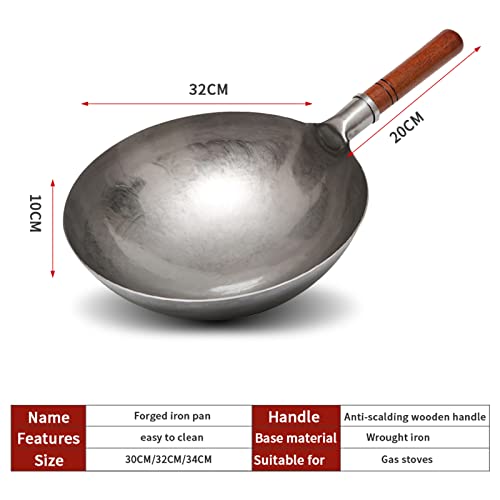 Wok tradicional chino de hierro con mango de madera 30cm miniatura 6