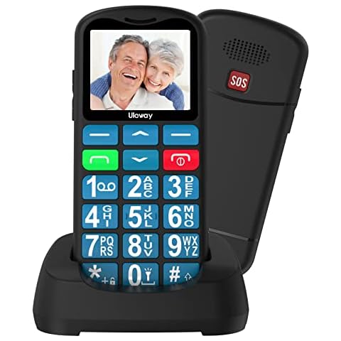 uleway GSM Big Button Mobile Phone for Elderly, Dual SIM Unlocked Senior Mobile Phone With SOS Button, Charging Dock, Torch, FM Radio, Bluetooth, Easy to Use Basic Cell Phone (Blue) Cover