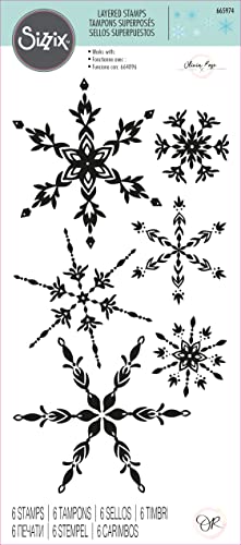 Sizzix Layered Clear Craft Stamps for Card Making 6PK Floating Snowflakes by Olivia Rose, One Size, 665974 - Image 3