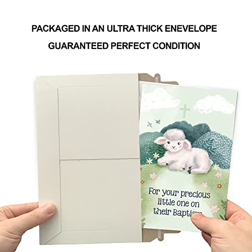 Religious Baby Baptism Greeting Card, Prime Greetings, Made In America, Eco-Friendly, Thick Card Stock With Premium Envelope 5In X 7.75In, Packaged In Protective Mailer #TOP4