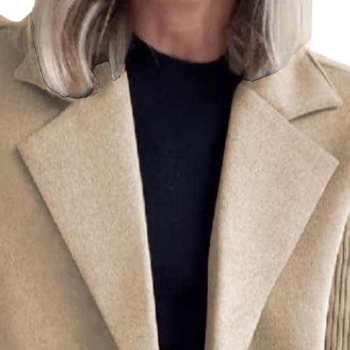 Womens Trench Coat Causal Lapel Double Breasted Blazer Jackets Winter Knitted Patchwork Sleeve Pea Coat4