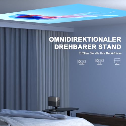 Smart Beamer 4K[Netflix Official & 3D Dolby Audio] VISSPL 28000 Lumen Autofokus/Auto Trapezkorrektur Projektor, WiFi6 Bluetooth Beamer 4K Heimkino, Outdoor Video Projektor Mit 360° Drehbarem Ständer