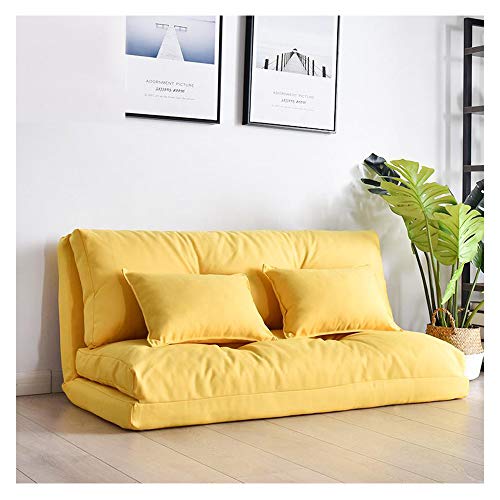 HUATAN Plegable Perezoso pequeño sofá Cama sábana Colchón Tatami, Doble propósito pequeño apartamento Dormitorio Multi-Funcional japonés Tatatami,Amarillo,60 * 192cm/23 * 75inch