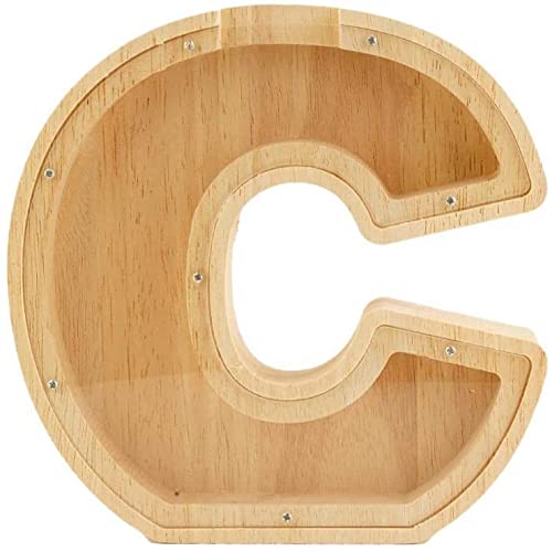 WeiDu77 Twenty-six English Alphabet A-Z Letter Piggy Bank ,Large-Capacity Transparent Wooden Alphabet Piggy Bank?Personalized Coin Savings Box, Name DIY Creative Purchase Combination.