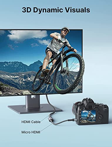 Image of Etzin Micro HDTV to HDTV Adapter, Micro HDTV Male to HDTV Female Adapter Cable, 4K@60Hz HDR 3D Dolby 18Gbps, Compatible with Nikon Zfc /GoPro Hero /Raspberry and Other Action Camera-Grey. (Micro HDTV)